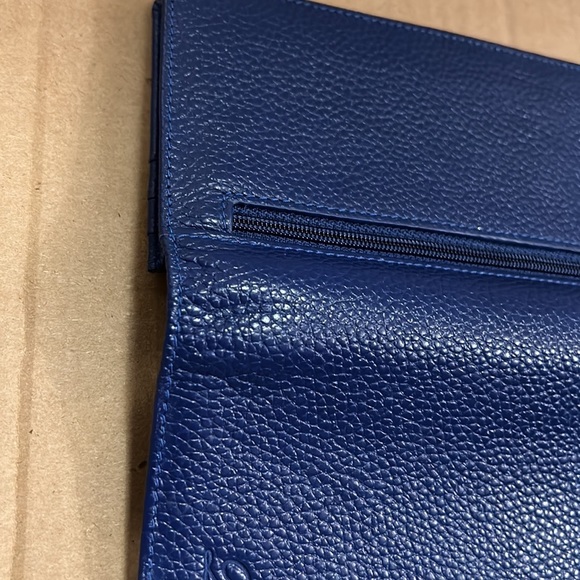 DANTE RFID Ladies Pebbled Leather Wallet Clutch -Blue- like new - Picture 6 of 12